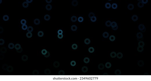 Dark blue, green vector backdrop with virus symbols. Colorful  gradient illness symbols in simple abstract style. Wallpaper for health protection.
