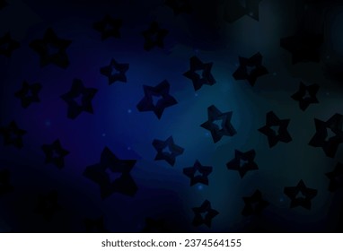 Dark Blue, Green vector backdrop with small and big stars. Glitter abstract illustration with colored stars. Template for cosmic backgrounds.