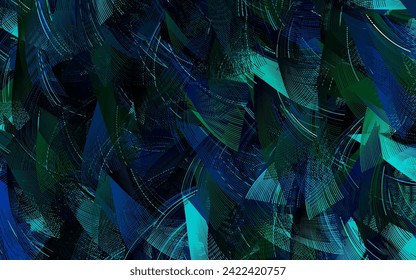 Dark Blue, Green vector backdrop with wry lines. A shining illustration, which consists of curved lines. Elegant pattern for a brand book.