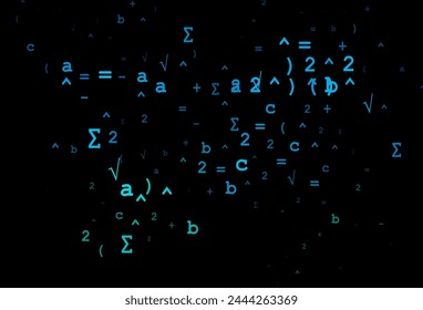 Dark Blue, Green vector backdrop with algebra elements. Shining colorful illustration with isolated Digit signs. Pattern for school, grammar websites.