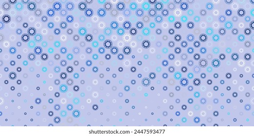 Dark blue, green vector backdrop with virus symbols. Simple design in abstract style with infection forms. Simple design against epidemic information.