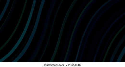 Dark Blue, Green vector backdrop with curves. Abstract gradient illustration with wry lines. Best design for your ad, poster, banner.