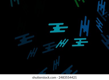 Fondo de Vector azul oscuro, verde con largas líneas. Ilustración decorativa brillante con líneas en Plantilla abstracta. Telón de fondo para comerciales de televisión.