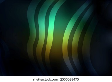 Dark Blue, Green vector backdrop with curved lines. Colorful gradient illustration in simple style with lines. Brand new design for your ad.