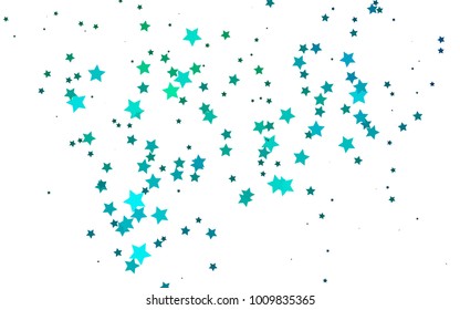 Dark Blue, Green vector background with colored stars. Shining colored illustration with stars. Smart design for your business advert.