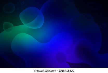 Dark Blue, Green vector background with curved circles. Colorful abstract illustration with gradient lines. Memphis design for your web site.
