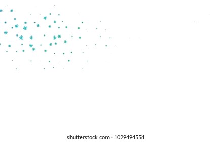 Dark Blue, Green vector background with xmas snowflakes. Shining colored illustration with snow in christmas style. The pattern can be used for new year ad, booklets.
