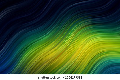 Dark Blue, Green vector background with bent ribbons. A vague circumflex abstract illustration with gradient. Marble design for your web site.
