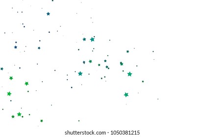 Dark Blue, Green vector background with colored stars. Glitter abstract illustration with colored stars. Smart design for your business advert.