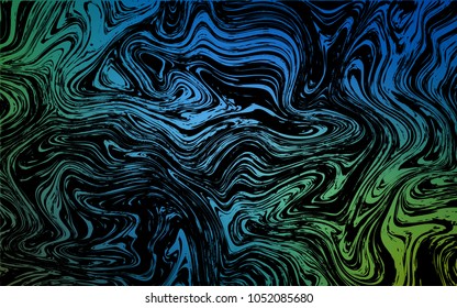 Dark Blue, Green vector background with curved circles. Creative illustration in halftone marble style with gradient. A new texture for your  ad, booklets, leaflets.