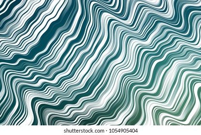 Dark Blue, Green vector background with bent ribbons. Shining illustration, which consist of blurred lines, circles. A completely new template for your business design.