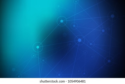 Dark Blue, Green vector background with bubbles, lines. Abstract illustration with colorful discs and triangles. Completely new template for your brand book.