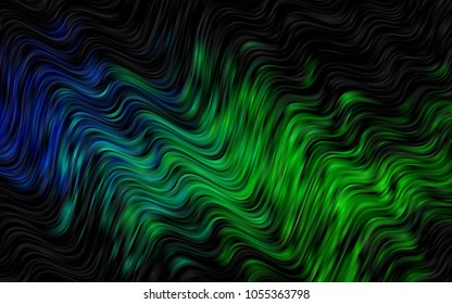 Dark Blue, Green vector background with lava shapes. Glitter abstract illustration with wry lines. The template for cell phone backgrounds.