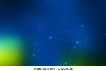 Dark Blue, Green vector background with dots and lines. Design with connection of dots and lines on colorful background. Pattern can be used as texture of wallpapers.