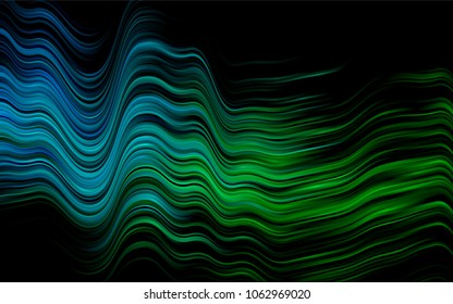 Dark Blue, Green vector background with bent ribbons. Shining illustration, which consist of blurred lines, circles. Pattern for your business design.