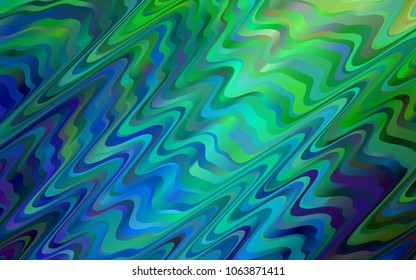 Dark Blue, Green vector background with bent ribbons. Shining crooked illustration in marble style. A completely new template for your business design.
