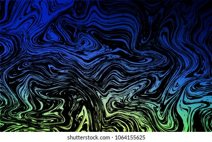 Dark Blue, Green vector background with bent lines. A completely new color illustration in marble style. A completely new template for your business design.