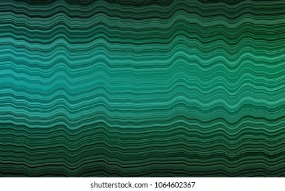 Dark Blue, Green vector background with curved circles. Shining illustration, which consist of blurred lines, circles. Brand-new design for your ads, poster, banner.