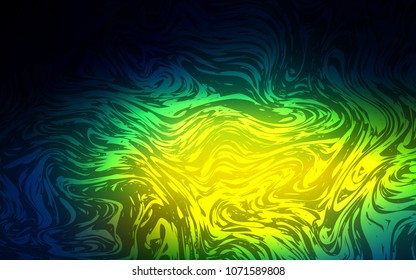 Dark Blue, Green vector background with curved circles. Creative illustration in halftone marble style with gradient. Textured wave pattern for backgrounds.