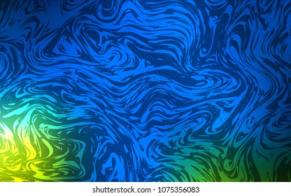 Dark Blue, Green vector background with bent ribbons. Shining illustration, which consist of blurred lines, circles. A completely new memphis design for your business.