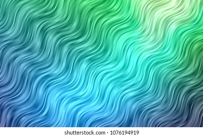 Dark Blue, Green vector background with bent lines. Shining illustration, which consist of blurred lines, circles. A completely new template for your business design.