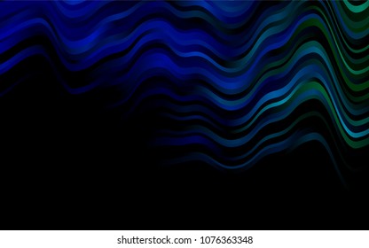 Dark Blue, Green vector background with bent lines. Creative illustration in halftone marble style with gradient. A completely new template for your business design.