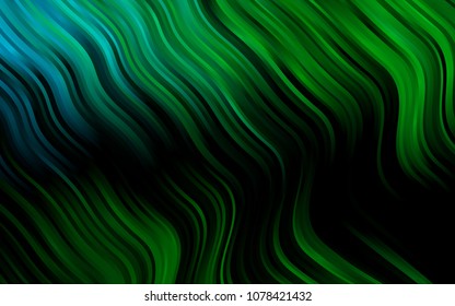 Dark Blue, Green vector background with bent lines. Colorful abstract illustration with gradient lines. New composition for your brand book.