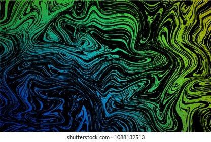 Dark Blue, Green vector background with bent lines. Creative geometric illustration in marble style with gradient. The template for cell phone backgrounds.