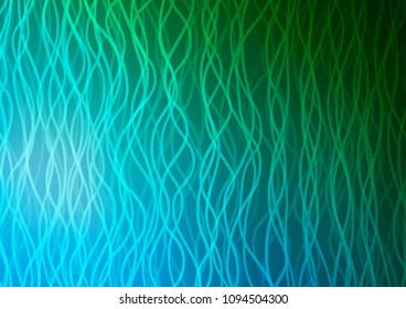 Dark Blue, Green vector background with bent ribbons. A sample with blurred bubble shapes. A completely new marble design for your business.