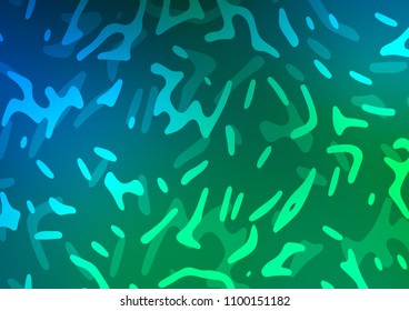 Dark Blue, Green vector background with bent lines. Blurred geometric sample with gradient bubbles.  Pattern for your business design.