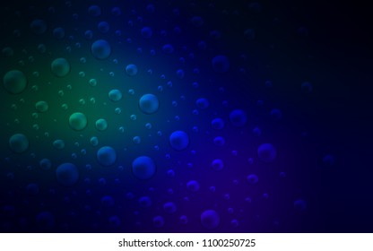 Dark Blue, Green vector background with dots. Glitter abstract illustration with blurred drops of rain. The pattern can be used for ads, leaflets of liquid.