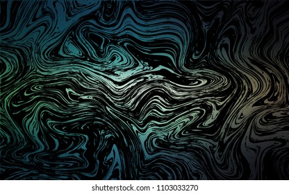Dark Blue, Green vector background with bent lines. Creative geometric illustration in marble style with gradient. A new texture for your  ad, booklets, leaflets.