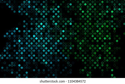 Dark Blue, Green vector  background with dots. Illustration with set of shining colorful abstract circles. The pattern can be used for beautiful websites.