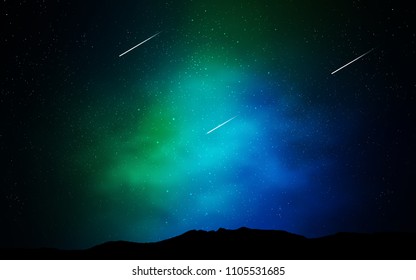 Dark Blue, Green vector background with galaxy stars. Shining colored illustration with bright astronomical stars. Pattern for futuristic ad, booklets.