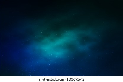 Dark Blue, Green vector background with galaxy stars. Shining illustration with sky stars on abstract template. Template for cosmic backgrounds.
