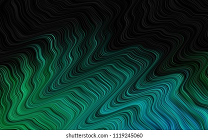 Dark Blue, Green vector background with lamp shapes. Modern gradient abstract illustration with bandy lines. Textured wave pattern for backgrounds.
