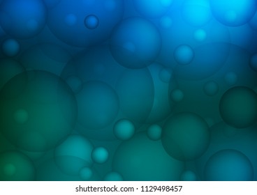 Dark Blue, Green vector background with bubbles. Blurred bubbles on abstract background with colorful gradient. New design for ad, poster, banner of your website.