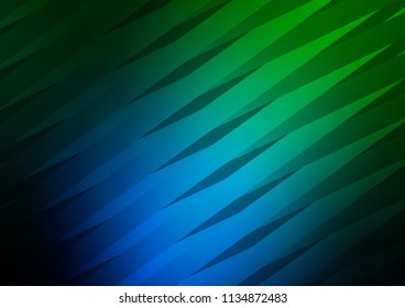 Dark Blue, Green vector background with straight lines. Glitter abstract illustration with colored sticks. The template can be used as a background.