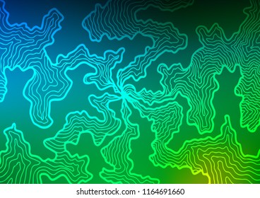 Dark Blue, Green vector background with lava shapes. A vague circumflex abstract illustration with gradient. Pattern for your business design.
