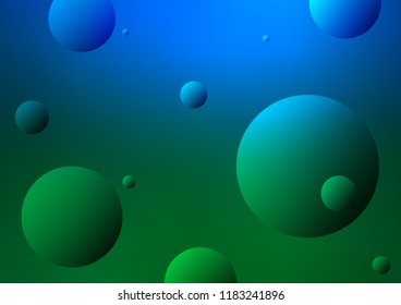 Dark Blue, Green vector background with bubbles. Blurred decorative design in abstract style with bubbles. The pattern can be used for beautiful websites.