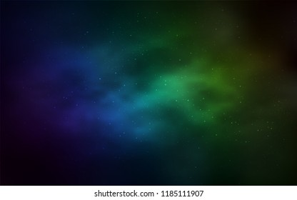 Dark Blue, Green vector background with galaxy stars. Shining colored illustration with bright astronomical stars. Pattern for astronomy websites.