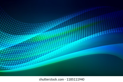 Dark Blue, Green vector background with bubbles, lines. Glitter abstract illustration with connection of triangle structure. Trendy design for wallpaper, fabric makers.