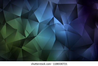 Dark Blue, Green vector background with triangles. Abstract gradient illustration with triangles. Smart design for your business advert.