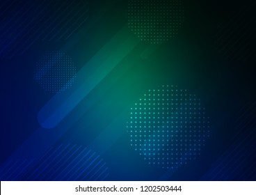 Dark Blue, Green vector background with straight lines and dots. Glitter abstract illustration with colored sticks, dots. Smart design for your business advert.