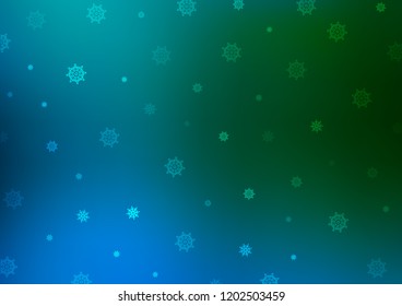 Dark Blue, Green vector background with xmas snowflakes. Glitter abstract illustration with crystals of ice. The pattern can be used for new year ad, booklets.