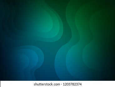 Dark Blue, Green vector background with curved circles. Colorful abstract illustration with gradient lines. The best blurred design for your business.