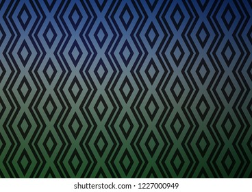 Dark Blue, Green vector background with lines, rhombuses. Colorful decorative design in simple style with lines, rhombuses. Pattern for ads, posters, banners.