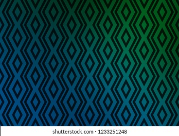 Dark Blue, Green vector background with lines, rhombuses. Shining colorful illustration with lines, rectangles. Pattern for business booklets, leaflets.