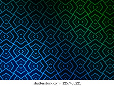 Dark Blue, Green vector background with straight lines. Lines on blurred abstract background with gradient. Best design for your ad, poster, banner.