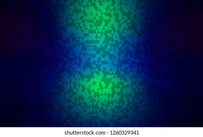 Dark Blue, Green vector background with triangles. Triangles on abstract background with colorful gradient. The template can be used as a background.